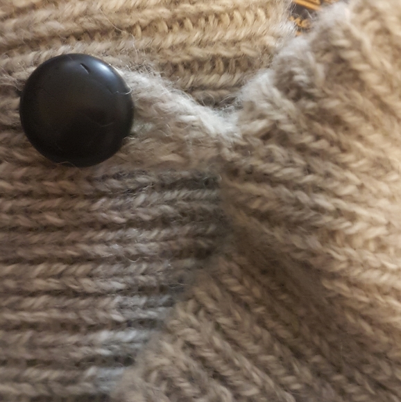 Eddie Bauer Light Brown Wool Sweater Button Loop Shawl Collar Mens Winter L - Picture 7 of 16